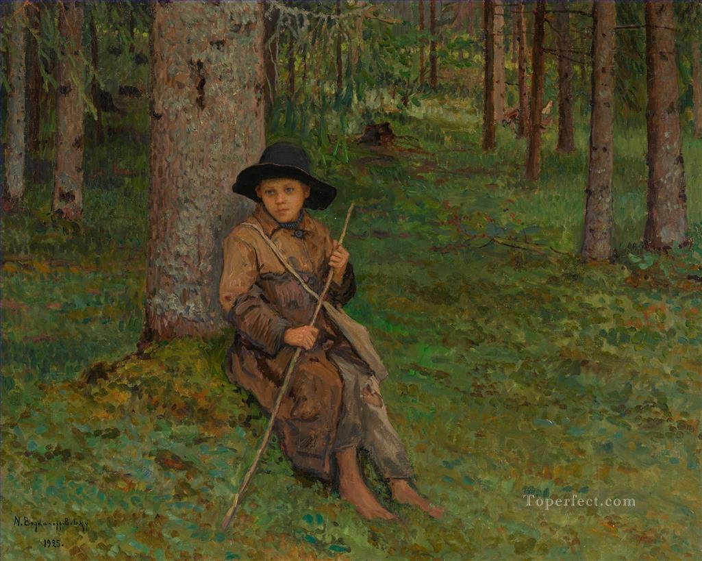 森の中の少年 ニコライ・ボグダノフ ベルスキーの子供たち 印象派油絵